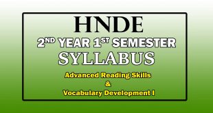 Advanced Reading Skills & Vocabulary Development I hnde 2nd year 1st semester