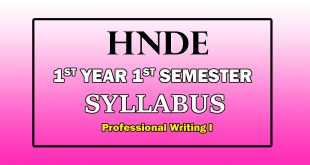 Professional Writing I HNDE Syllabus 1st Year 1st Semester
