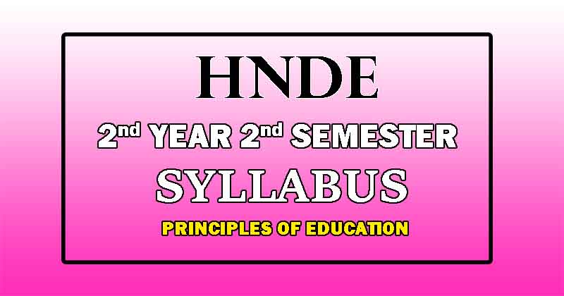 Principles of Education Syllabus - HNDE