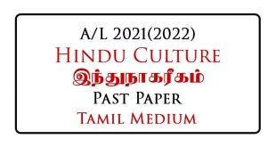 2021 (2022) A/L Hindu Civilization Past paper Tamil Medium