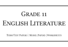 Grade 11 English Literature 1st, 2nd & 3rd Term Test Papers