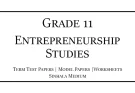 Grade 11 Entrepreneurship Studies Term Test Papers
