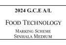2024 AL Food Technology Marking Scheme Sinhala Medium