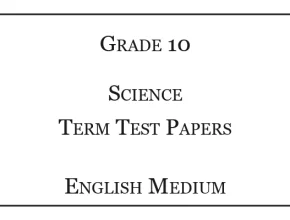 Grade 10 Science Term Test Papers English Medium